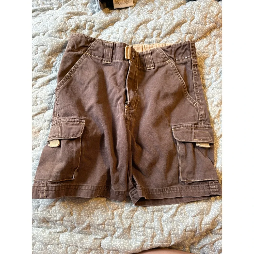 Vintage Gymboree‎ Boys Brown Cargo Shorts Size 4 Cotton Multi Pocket Outdoor
